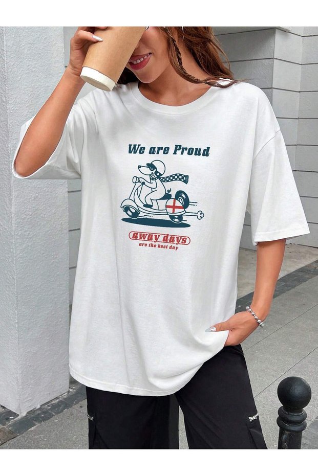 Cartoon and Graphic Design Oversize T-Shirt Cartoon/Letter Series Code279