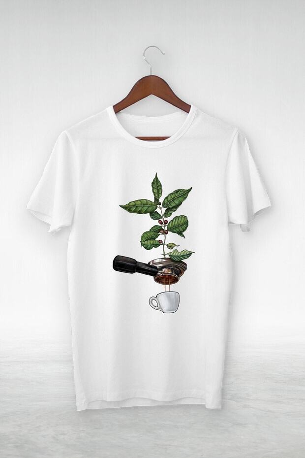 Vtshirt White -unisex -espresso-illustration Drawing- Y-061