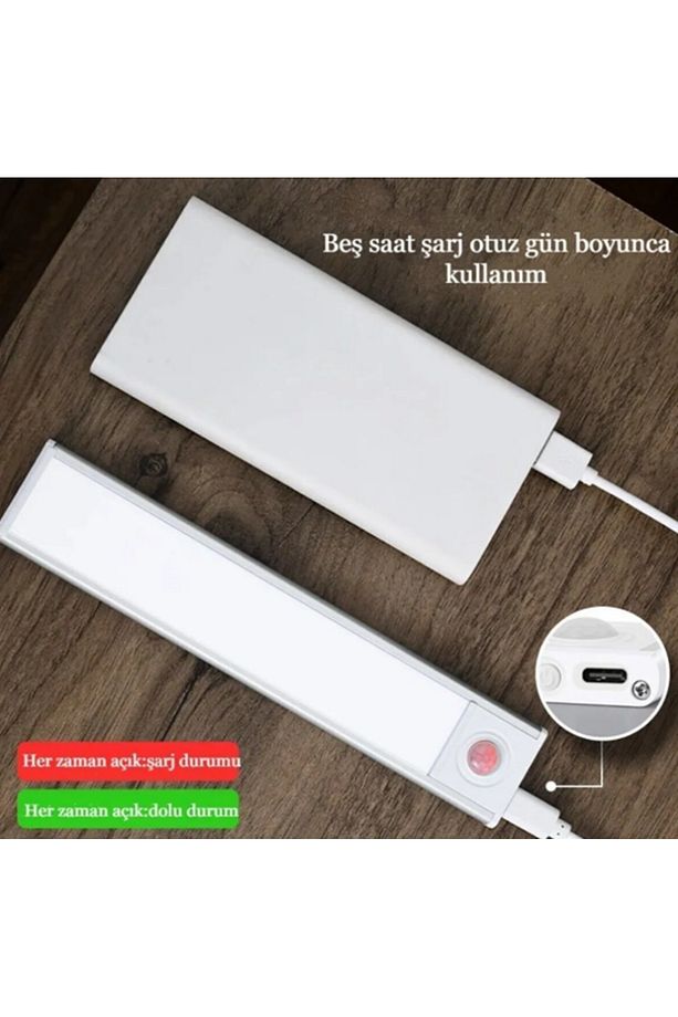 10W Led'li Mutfak ve Dolap İçi 3 Renk Mod'lu USB Şarjlı Sensörlü Armatür - 7