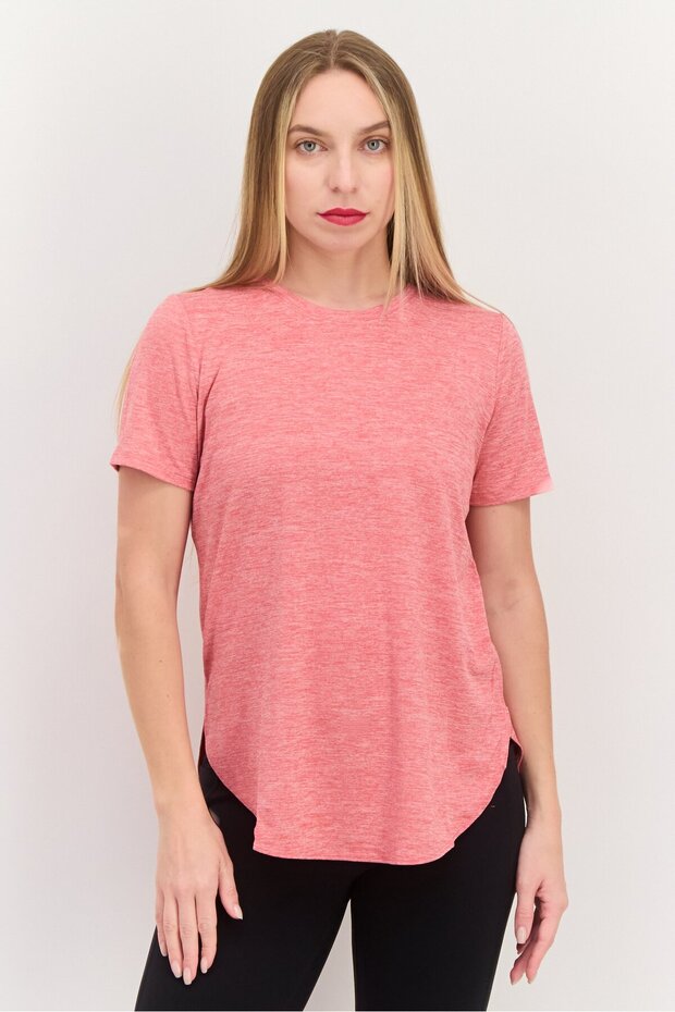Women Sportswear Fit Short Sleeve Training T-Shirts, Heather Red