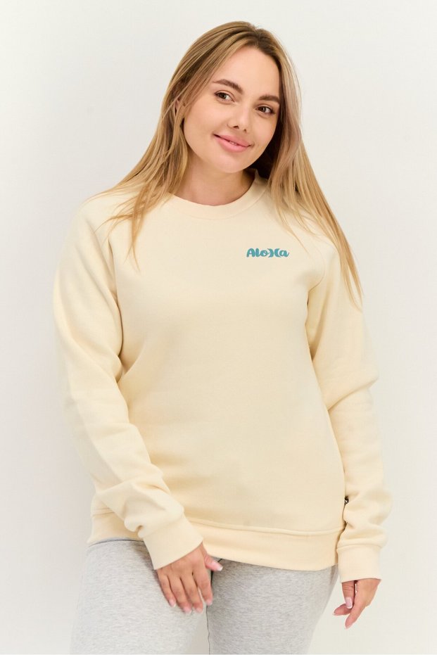 Women Sportswear Fit Long Sleeve Outdoor Sweatshirt, Beige
