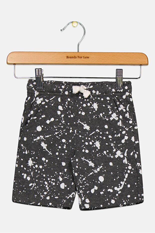 Toddlers Boy Splatter Paint Print Shorts, Grey