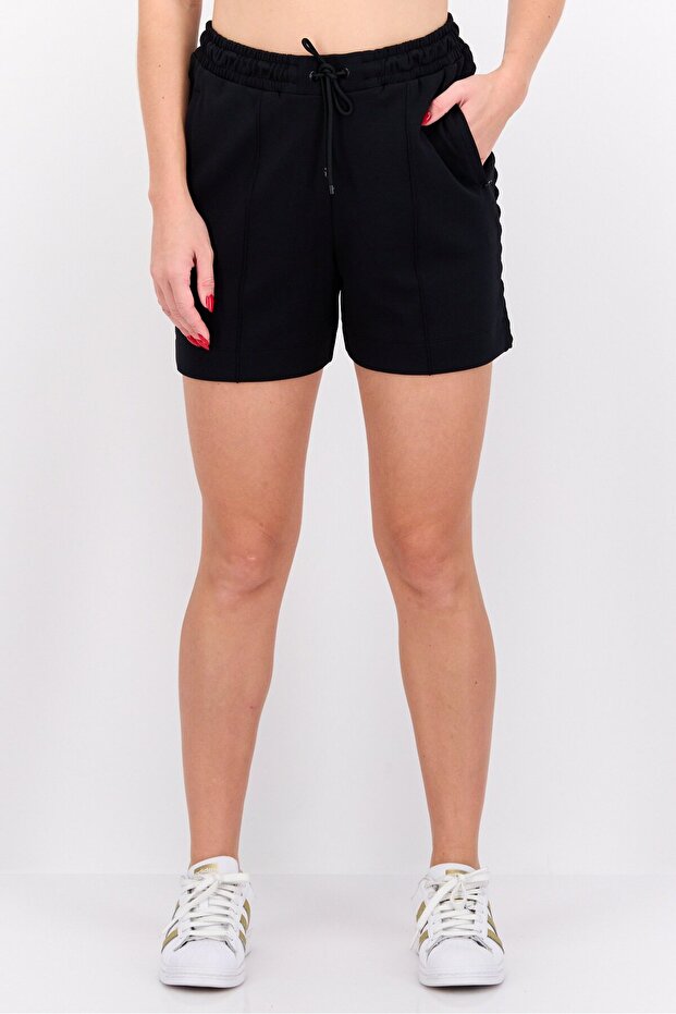شورت نسائي سادة أساسي، أسود - 1