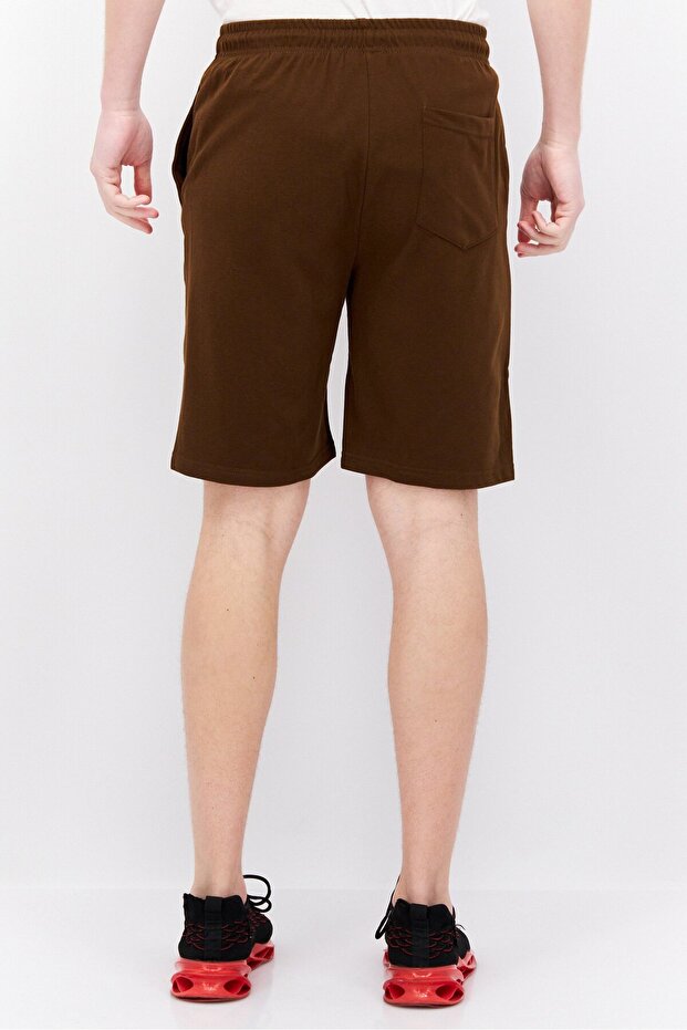 شورت رجالي مطرز، بني - 3