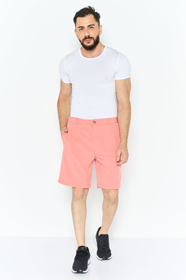 Men Plain Basic Shorts, Coral - 2