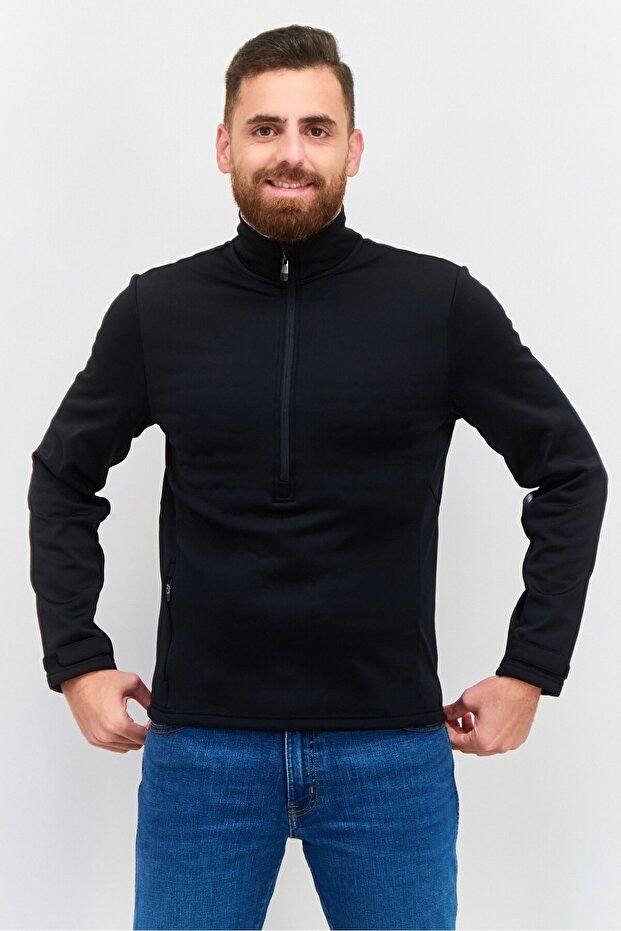 جاكيت سوفتشيل سادة للرجال، أسود - 1