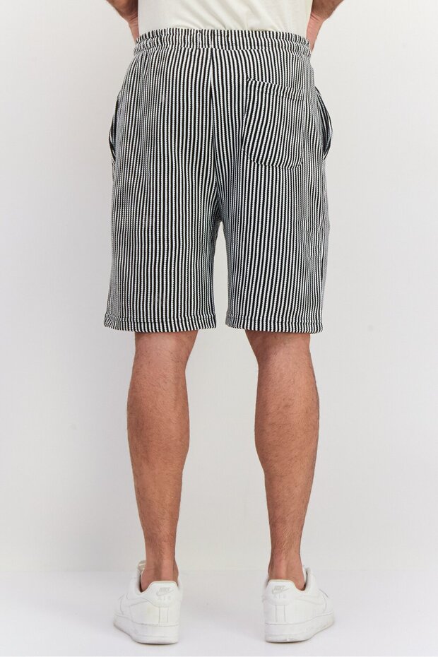 شورت رجالي منقوش، أسود - 3