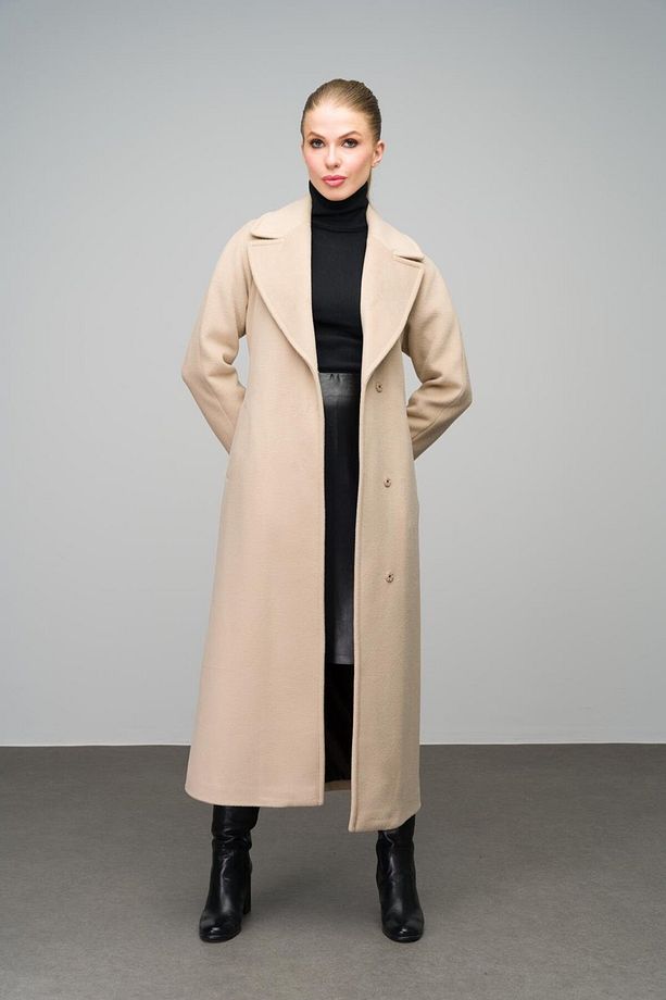 Reglan Kol Çıt Çıt Kapamalı Maxi Kaban Bej 3063-y - 3