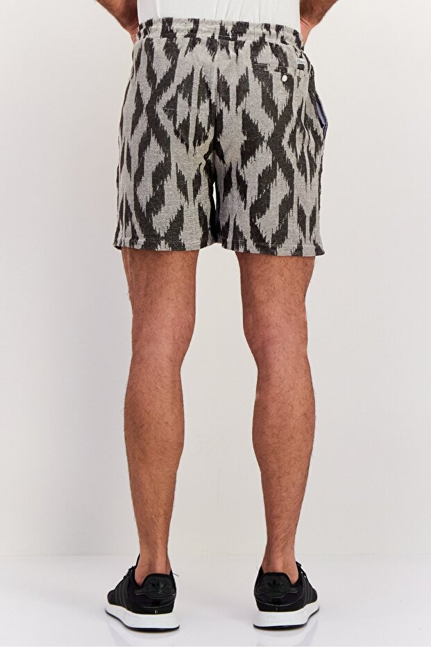 Men Allover Basic Shorts, Grey - 3