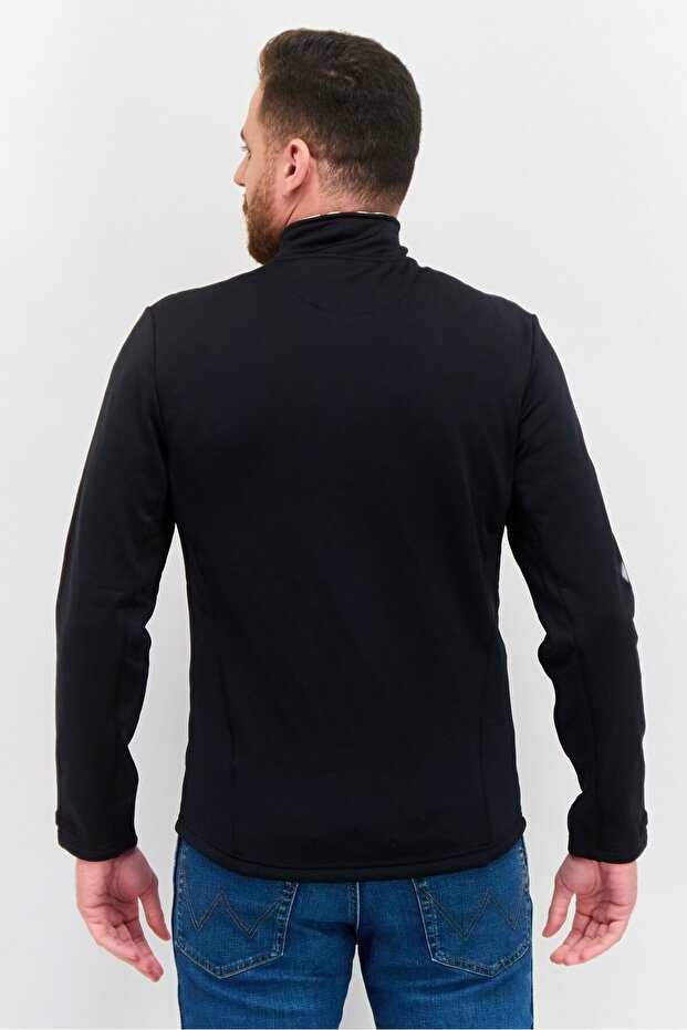 جاكيت سوفتشيل سادة للرجال، أسود - 3