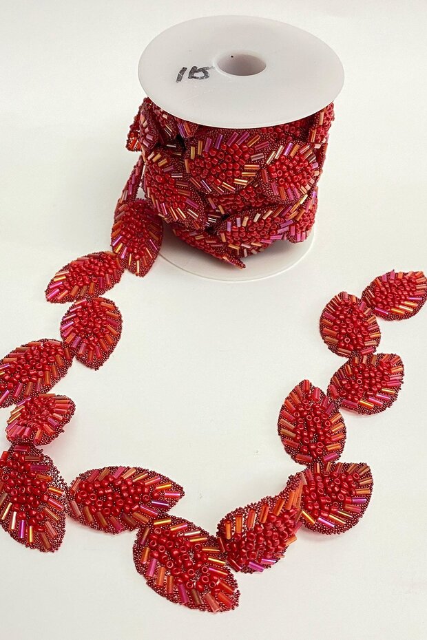 Yaprak Desen Ütüyle Yapışan Şerit Taş Aplik - 2