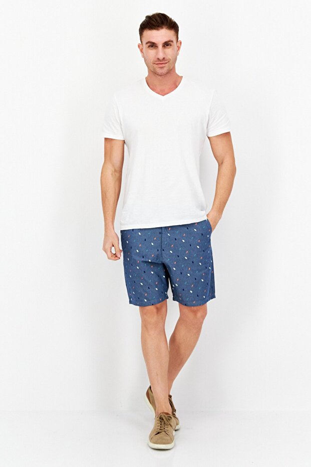 Men Allover Print Basic Shorts, Blue Combo - 4