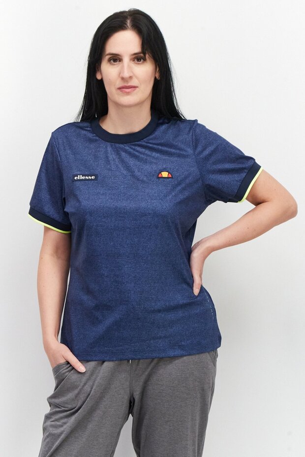 Women Sportswear Fit Short Sleeves Brand Logo T-shirt, Navy
