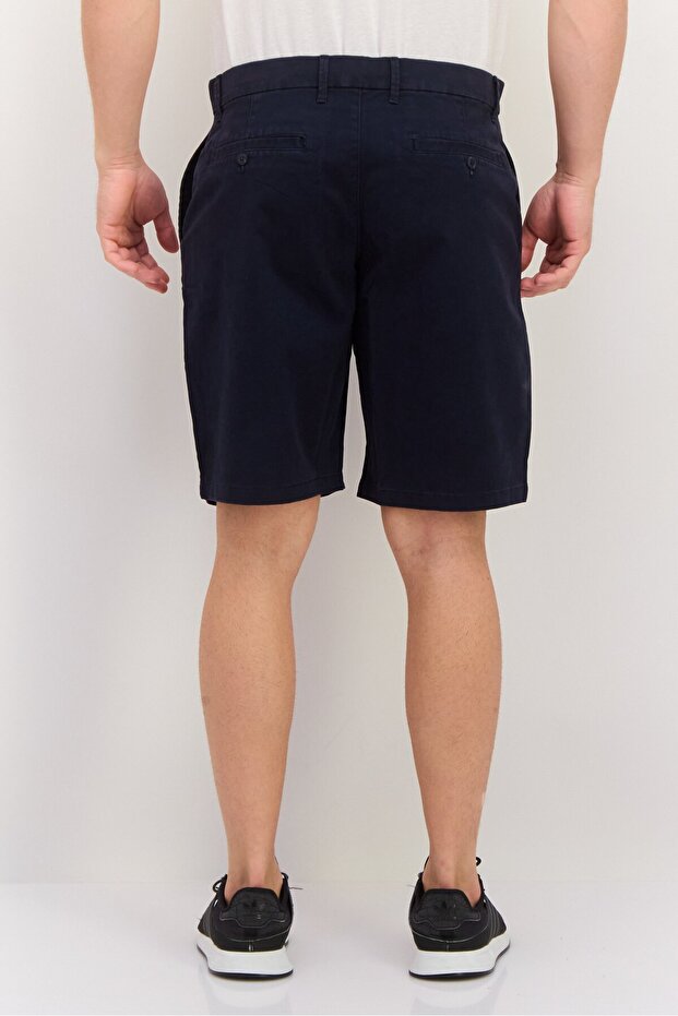 Men Solid Chino Shorts, Navy - 4