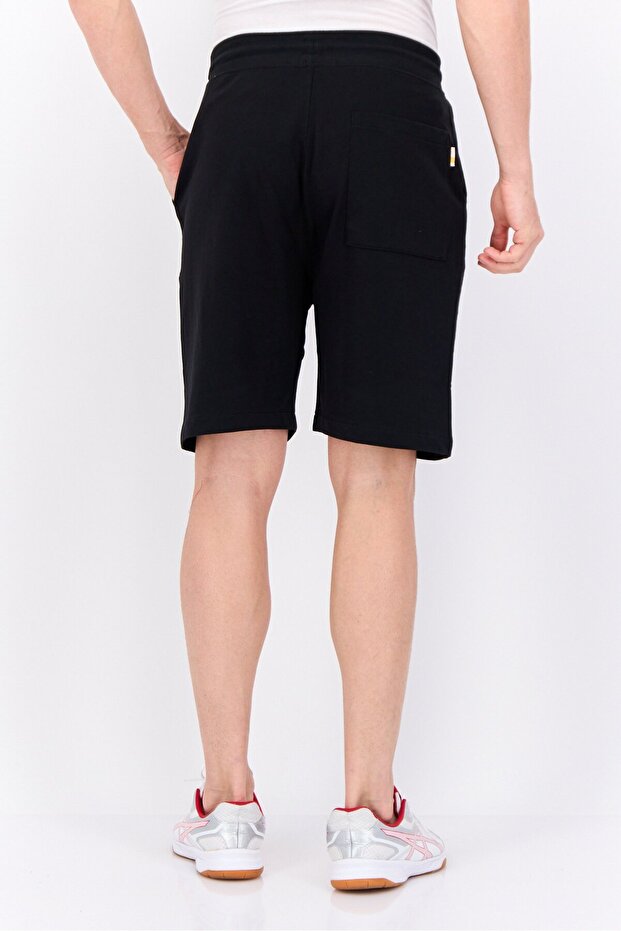Men Brand Logo Basic Shorts, Black - 2