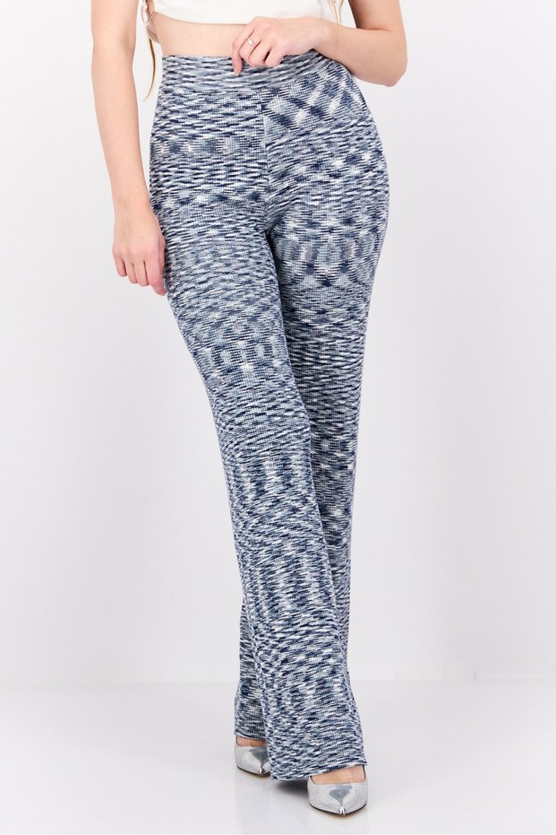 Women Regular Fit Wide Leg Space Dye Palazzo Pant, Grey
