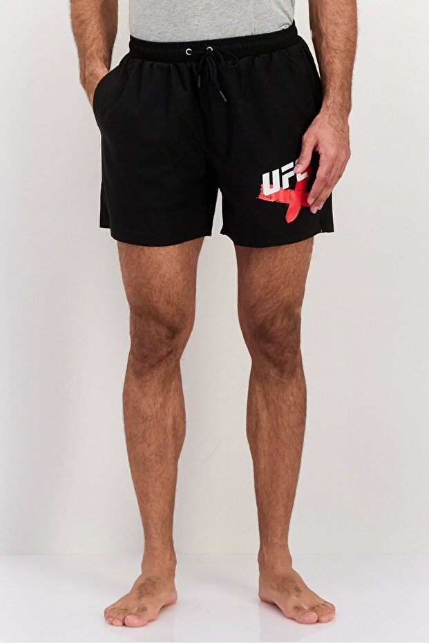 Men Brand Logo Board Shorts, Black