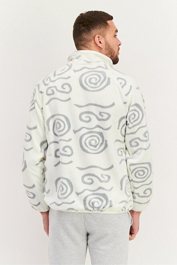 Men Allover Printed Softshell Jacket, Off White - 2