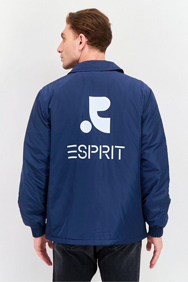 Men Solid Bomber Jacket, Navy - 2