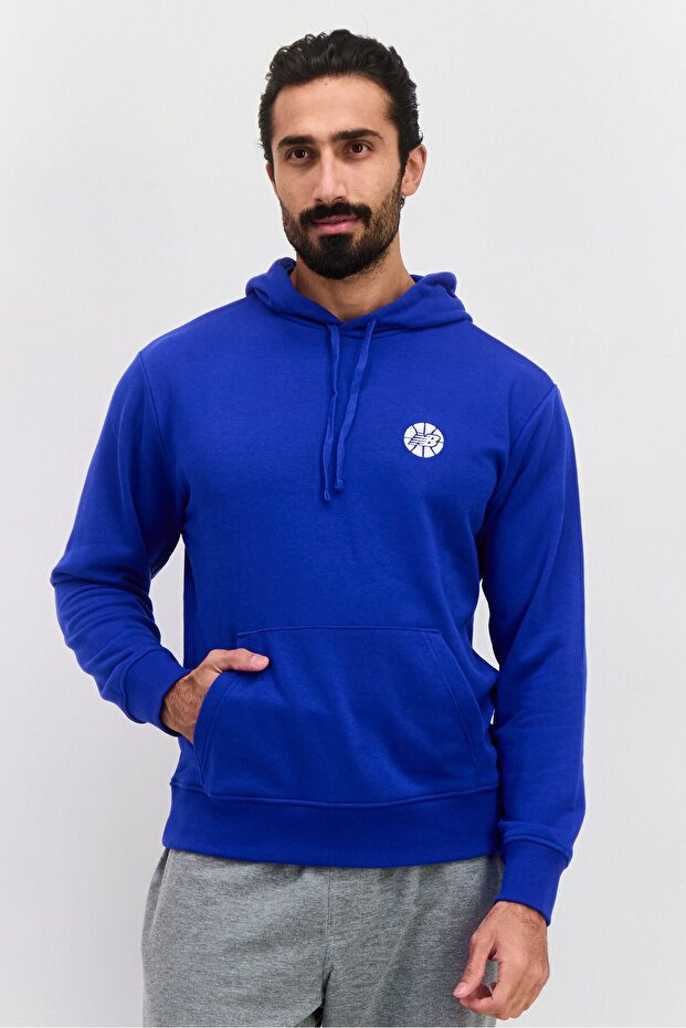 Men Relaxed Fit Long Sleeve Outdoor Hooded Sweatshirt, Blue