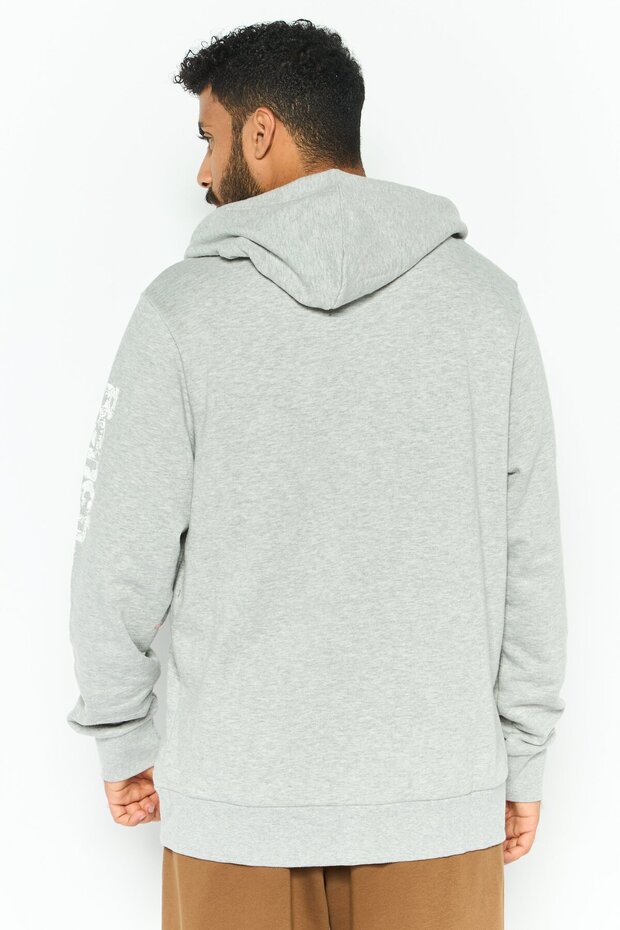 Men Hooded Long Sleeve Solid Sweatshirt, Light Grey - 4