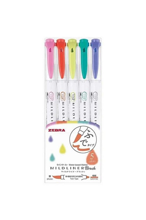 قلم تحديد Mildliner ذو طرف فرشاة 5 قطع WFT8 5CHC
