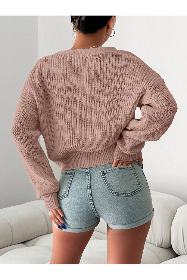 Düğmeli kadın hırka - 4