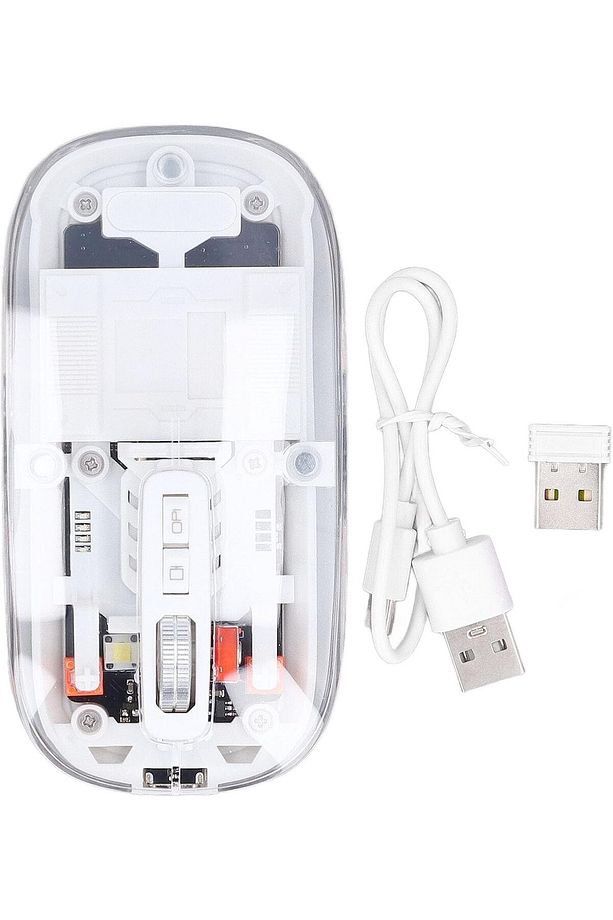 Şeffaf Kablosuz Mouse Sessiz Tuş 3 DPI Modu Çift Bağlantı Ergonomik 180 Saat Kullanım - 6