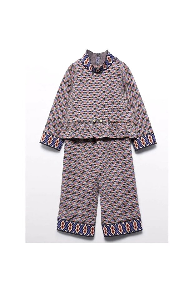 Abel&Lula Girls' Jacquard Top and Bottom Set 5727