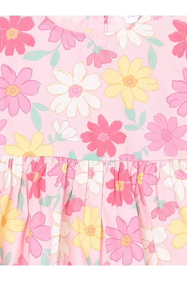 LCW Kids Pembe Çiçekli Poplin Kız Bebek Elbise - 2