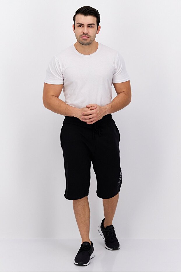 شورت رجالي أساسي بشعار العلامة التجارية برباط، أسود - 2