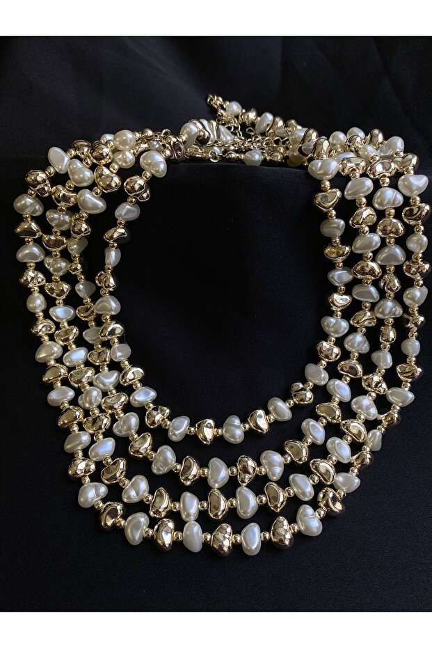 Heart Cut Enamel Baroque Pearl Necklace
