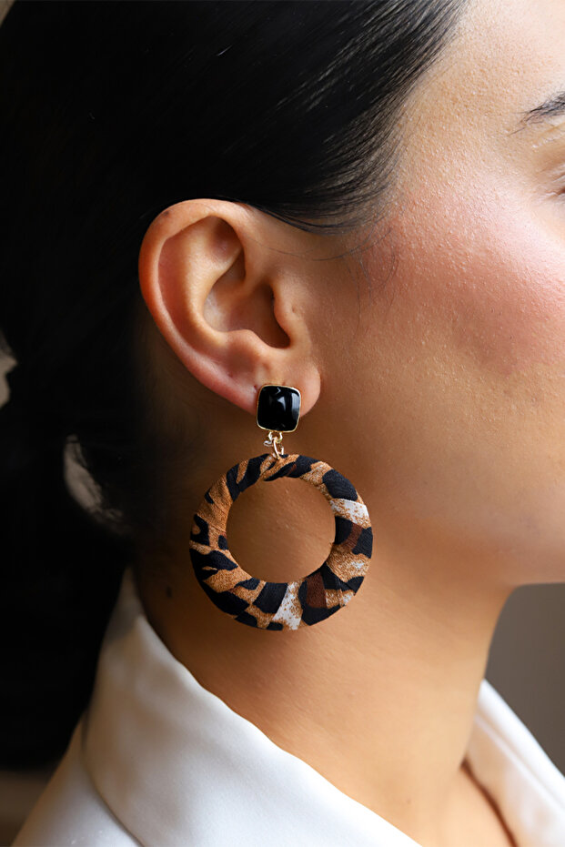 ليوبارد نمط النسيج محكم تتدلى الأقراط - 1