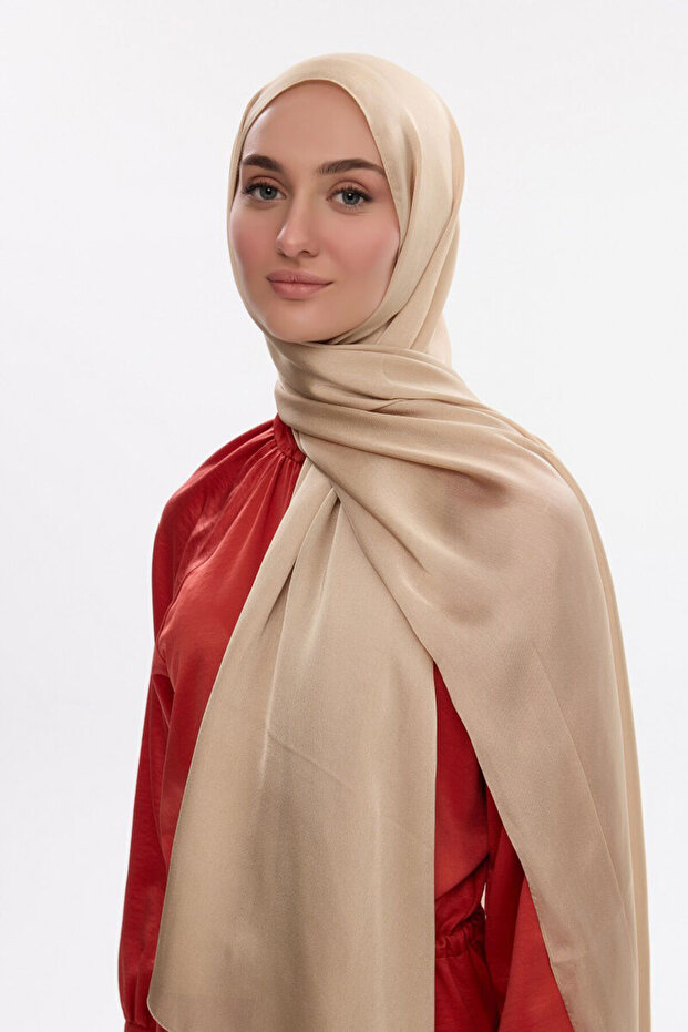 Idol Satin Janjan Shawl - Light Biscuit