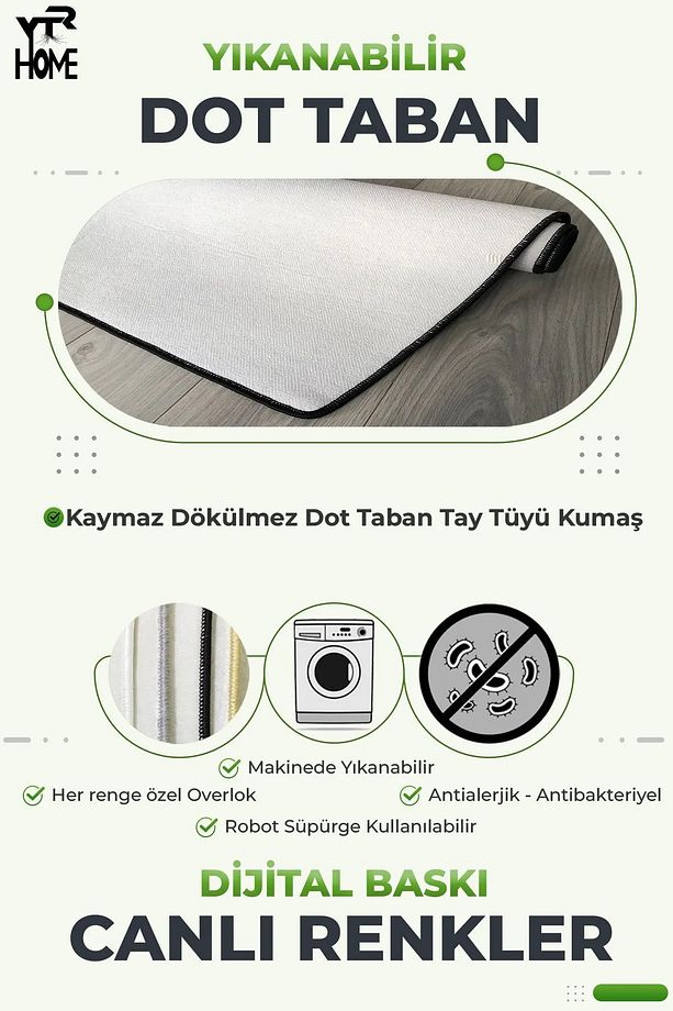 Halı Dijital Baskılı Makinede Yıkanabilir Dekoratif Salon Mutfak Oturma Odası Halısı - 4