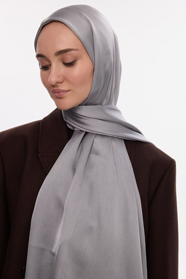Idol Satin Janjan Shawl - Silver