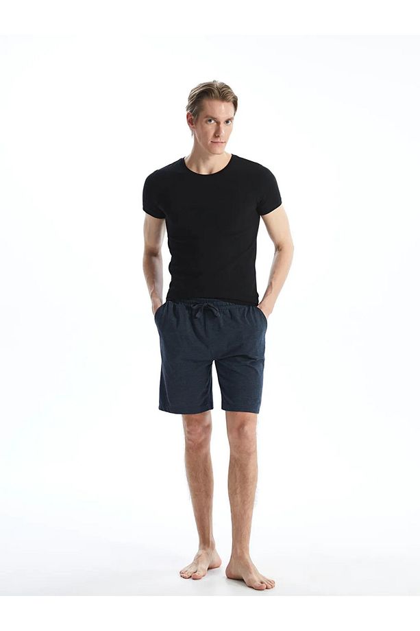 Lacivert Slim Fit Erkek Pijama Alt Şort - 1