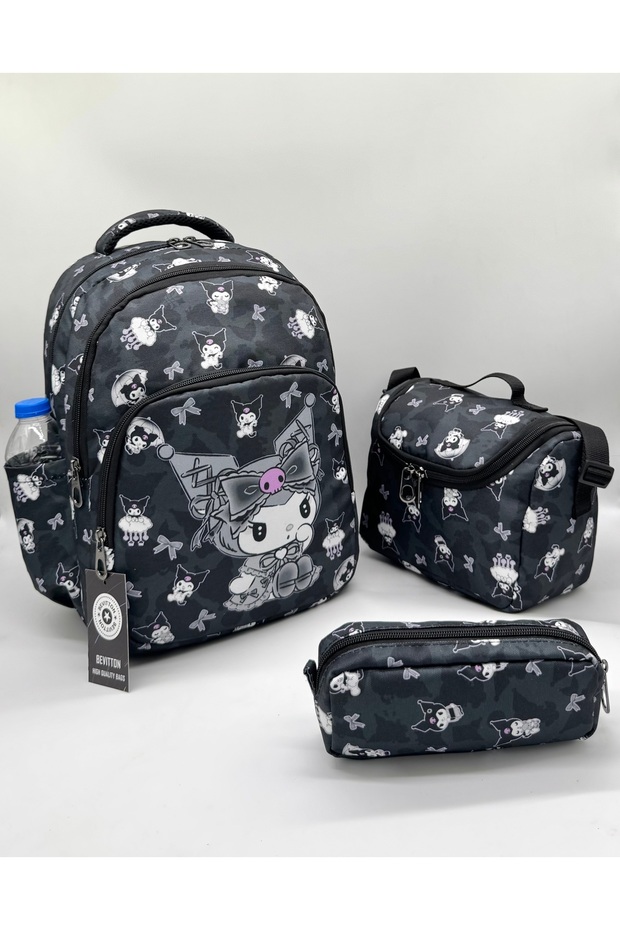 Girl's Primary School Bag 3-Piece Tiny Set Orthopedic Black Primary School Bag