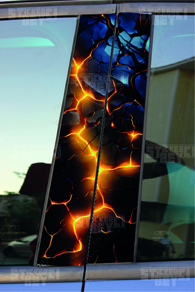 Orange lava flow door post covering foil printed sticker right-left 2 pieces 22*50 cm