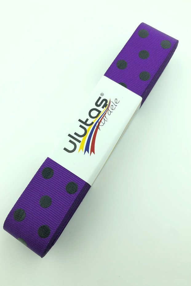 Purple Black Polka Dot Grosgrain Ribbon 2.5 cm