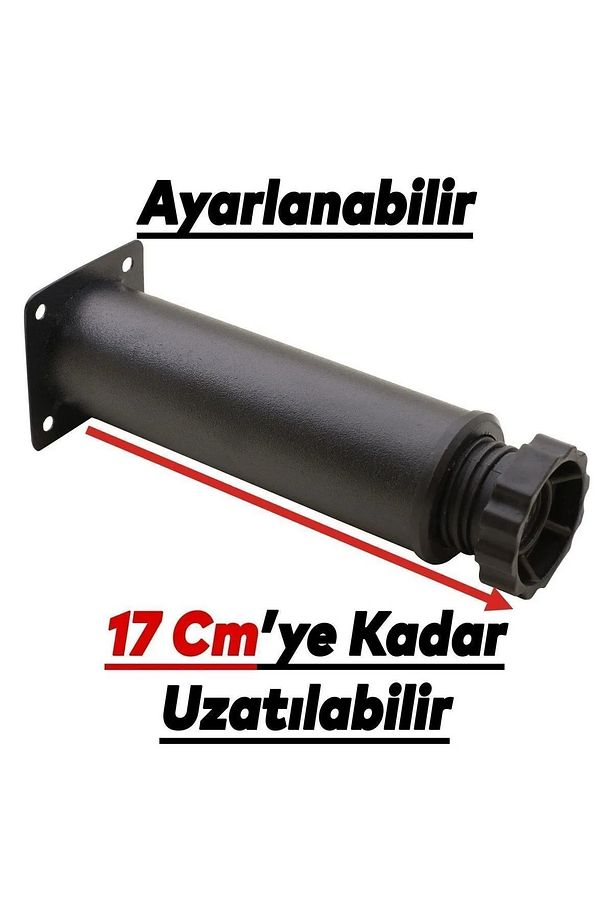 Hobit Ayarlanabilir Metal 15 Cm Siyah Mobilya Kanepe Koltuk Baza Yükseltici Destek Ayağı Ayakları. - 4