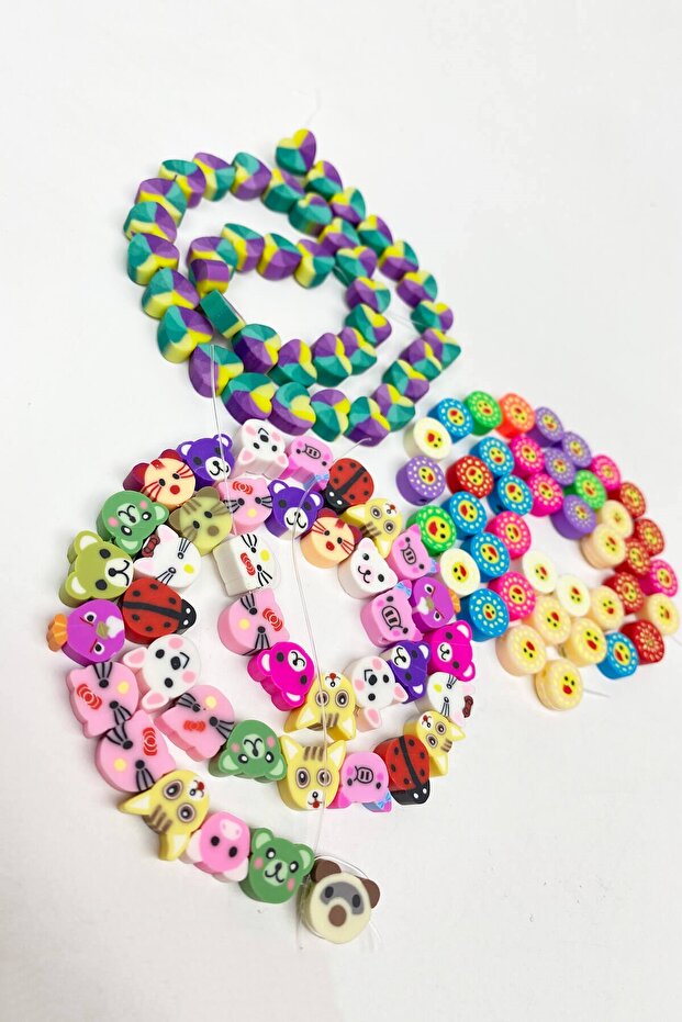 Mixed pattern fimo beads set 3 strings - 2
