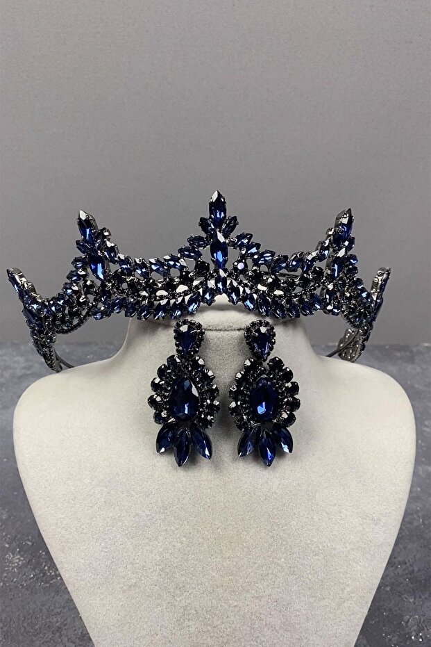 Venice Stoned Bridal Henna Crown and Drop Earring Set