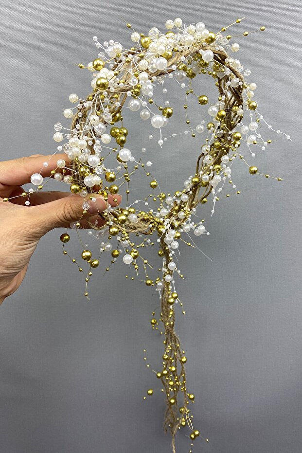 Crystal and Cream Pearl and Wicker Bridal Crown