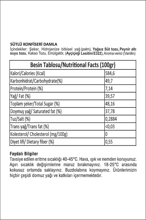 Sütlü Konfiseri Damla Drop Çikolata 1 Kg - 3