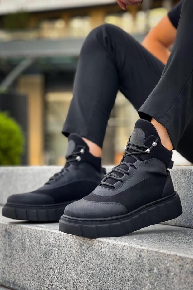 Magas sarkú csizma 104 fekete (fekete talp) - 3