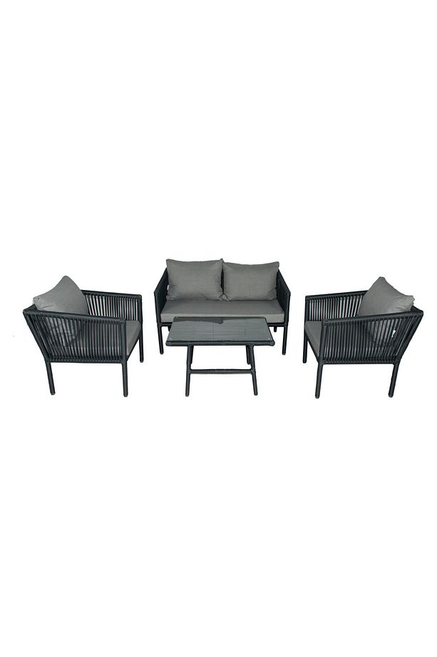 Berlin 2 1 1 Rattan Bahçe Balkon Oturma Takımı Taş Gri - 3