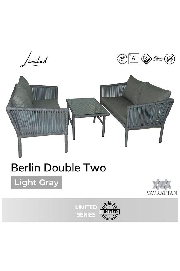 Berlin 2+2 Rattan Bahçe Balkon Oturma Takımı Açık Gri - 1