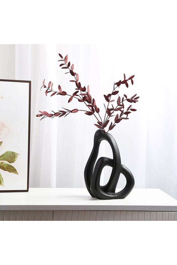 Nordic Ceramic Twist Vase Black - 1