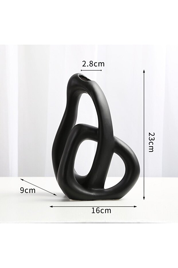 İskandinav Seramik Burgu Vazo Siyah - 3